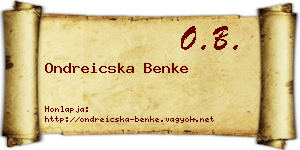 Ondreicska Benke névjegykártya